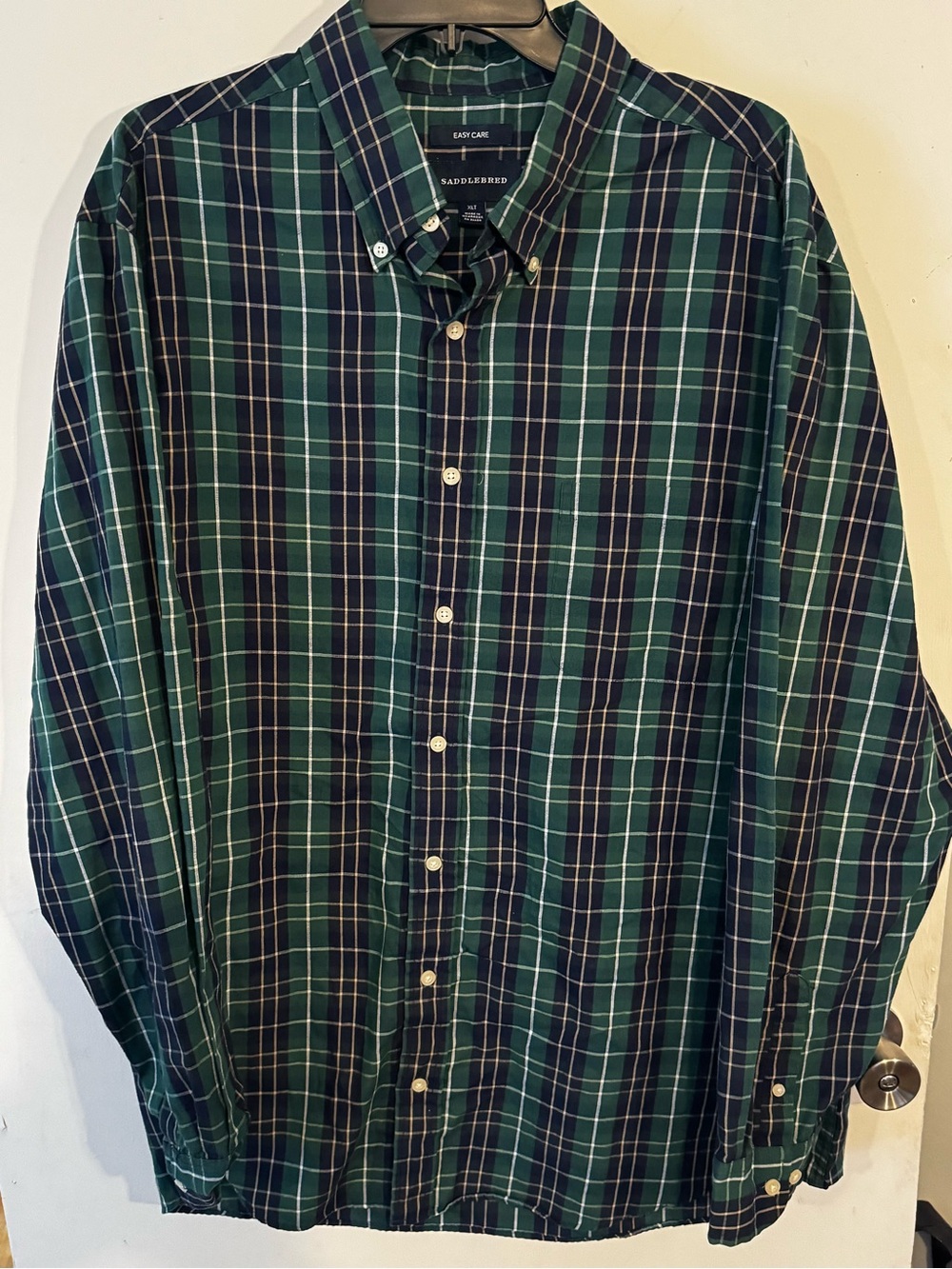 Saddlebred Green & Navy Plaid Button-Down Shirt